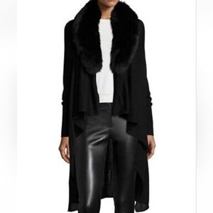 Alice+ Olivia Cascade Fur Trim Cardigan Size Small